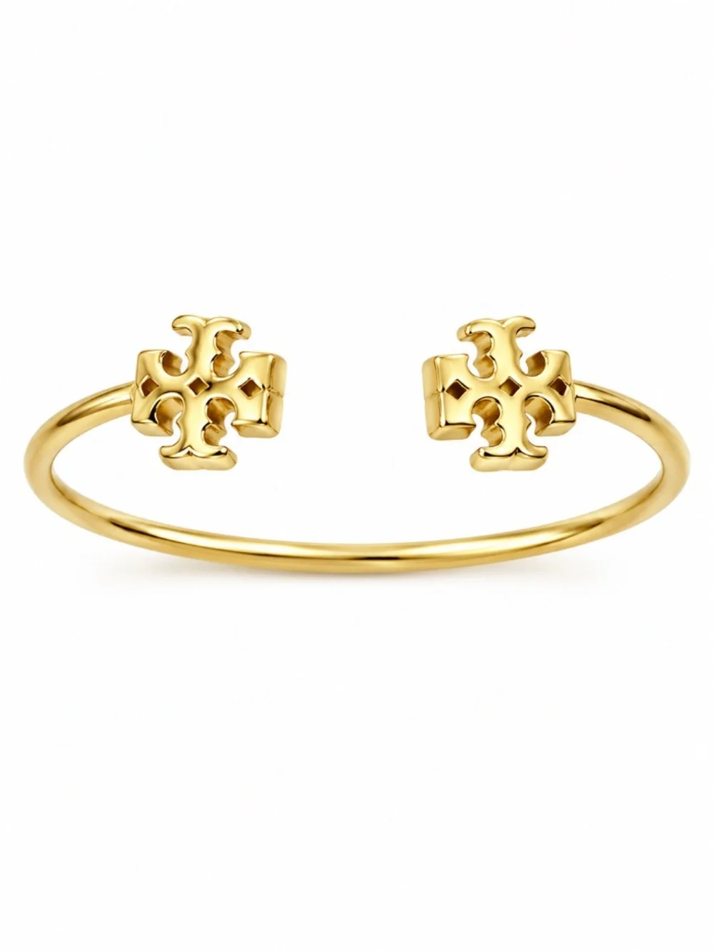 TORY BURCH • Gold Double T Logo Open Cuff Flex Bracelet Jewelry Bag Pouch